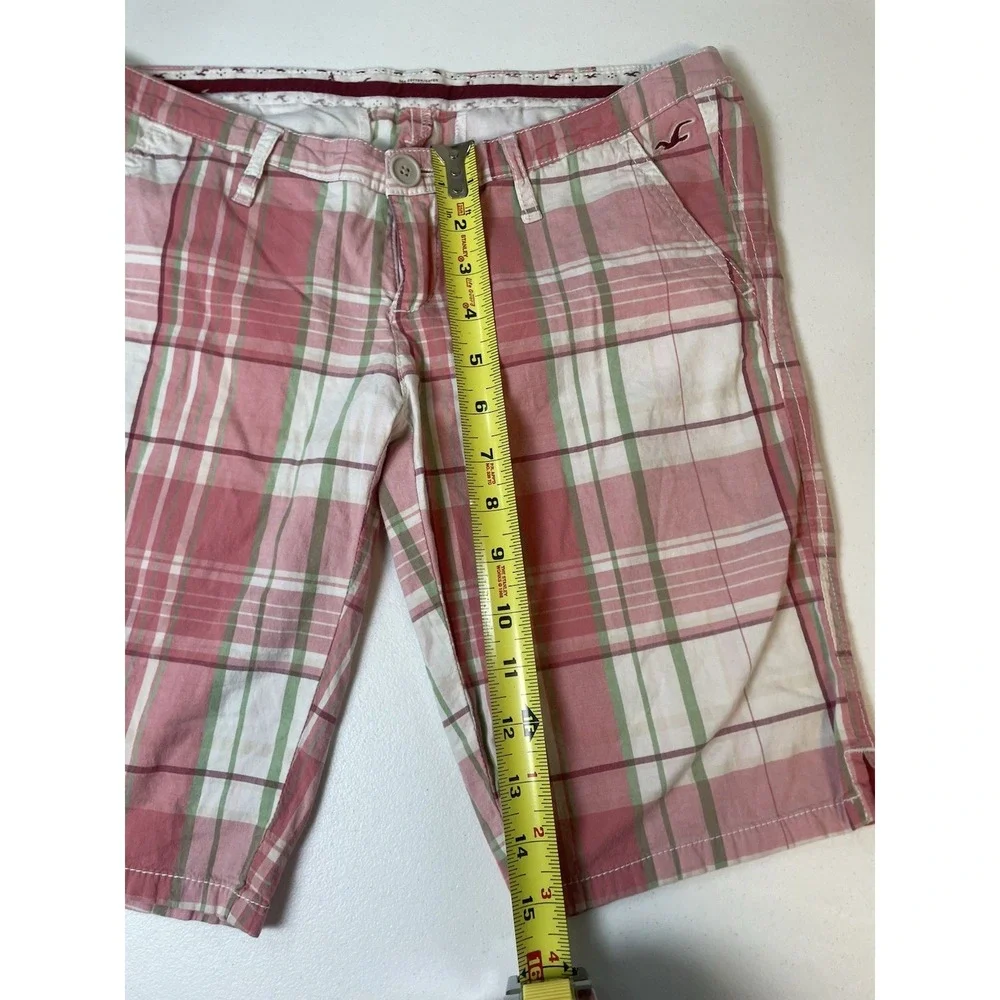 Hollister Women's Jean Shorts‎ 0 1 Lot of 3 Denim Blue Pink Plaid Mom High Rise